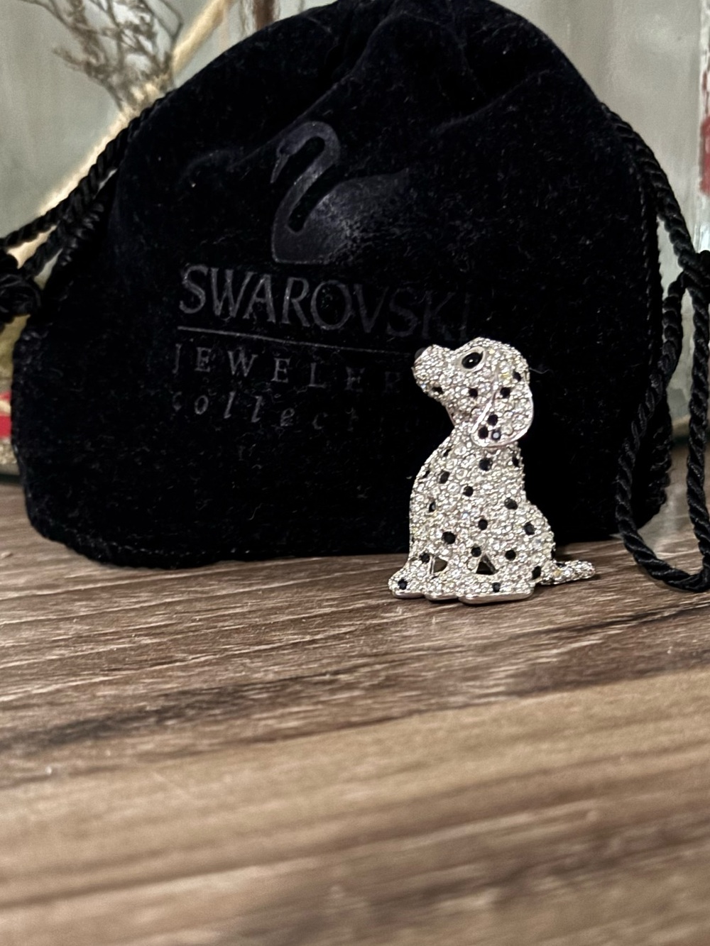 Vintage Swarovski Crystal Dalmatian Puppy Brooch Elegant